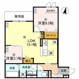 CASA MUKAINO【1階】の間取り