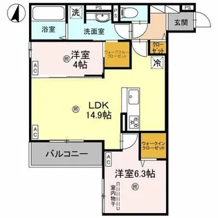 CASA MUKAINO【2階】の間取り