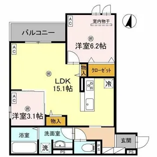 CASA MUKAINO【2階】の間取り