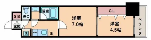 スプランディッド上本町WESTⅡ【10階】の間取り