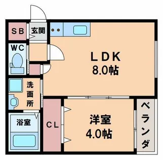 セレニティ勝山北【2階】の間取り