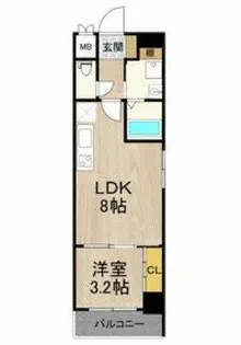 フロンティアタワー九条Ⅱ【8階】の間取り