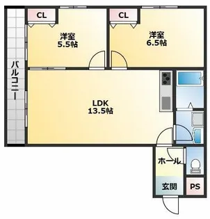 サンハイツ藤井寺【4階】の間取り