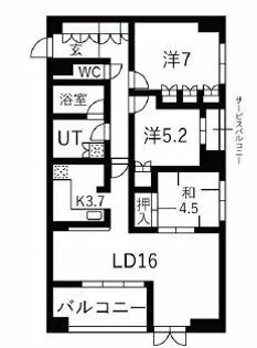 ヴァンデュールアッシュ南船場【1104号室】の間取り