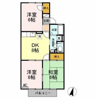 ハートホーム大西【2階】の間取り