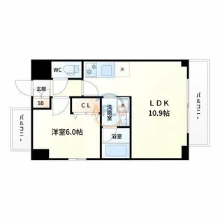 S-RESIDENCE江坂【9階】の間取り