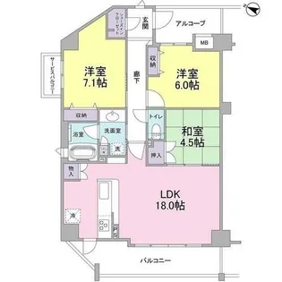 ソルレヴェンテ神戸中山手通【4階】の間取り