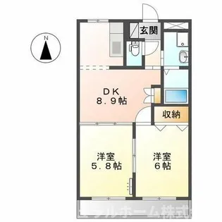 カーサ アルコバレーノ【102号室】の間取り
