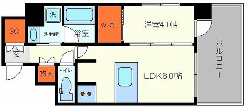 クリスタルエグゼ南堀江【10階】の間取り