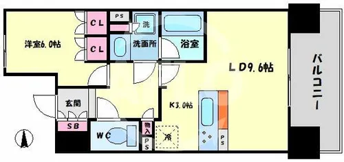 ロジュマンタワー梅田【19階】の間取り