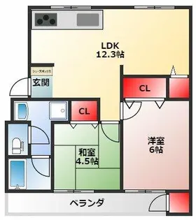 津久野台ファミリーマンション1号棟【208号室】の間取り