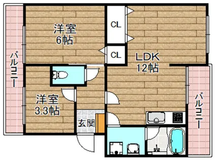 モダンアパートメント高槻城南【2階】の間取り