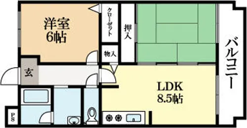 グリーンサム弐番館【1階】の間取り