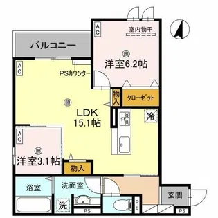 CASA MUKAINO【3階】の間取り