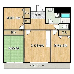 大阪府堺市西区鳳南町5丁【マンション】の間取り