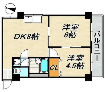 離宮前グリーンハイツ【2階】の間取り