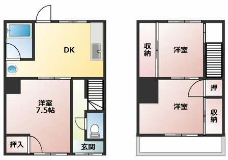 愛知県豊川市三蔵子町野添【テラスハウス】の間取り