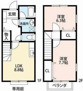 愛知県岡崎市八帖町字松葉【タウンハウス】の間取り