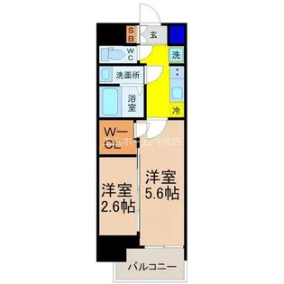エステムコート名古屋新栄Ⅵアートテラス【9階】の間取り
