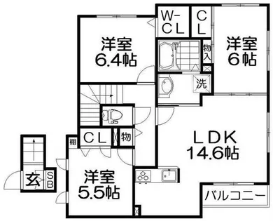 シャーメゾンパティオヴィラ【2階】の間取り