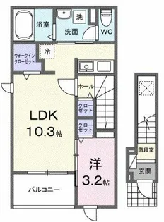 ヒカルサ豊橋佐藤 Ⅰ【2階】の間取り