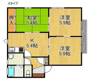 セントラルハイツA・B・C【2階】の間取り
