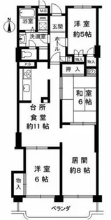 グランドハイツ甲陽園【4階】の間取り