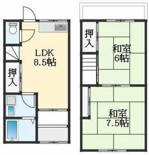 大阪府松原市天美東9丁目【テラスハウス】の間取り