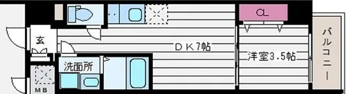 メルベージュ姫島【6階】の間取り