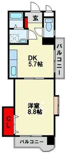 アーバンハイツ南台【6階】の間取り