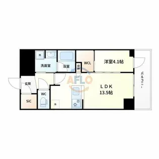 ジオタワー大阪十三【11階】の間取り