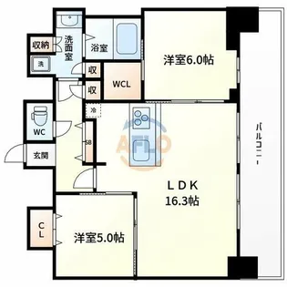 S-RESIDENCE松屋町asence【9階】の間取り