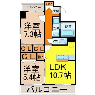 キャトルセゾン代官町【6階】の間取り