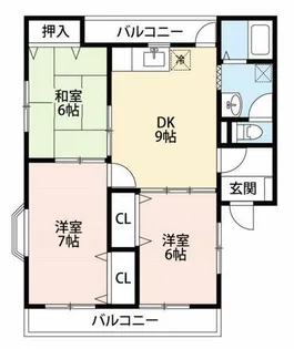 ファンタジー緑丘B棟【2階】の間取り