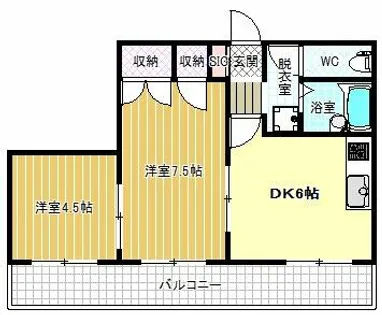 2DKの間取り画像