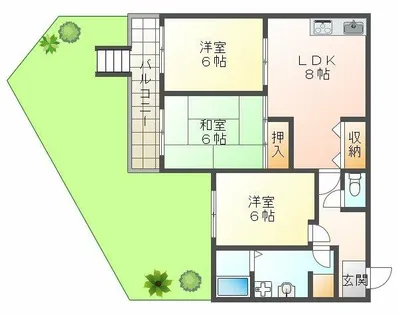 白峯グランドハイツ【1階】の間取り