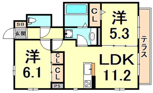 ヴェール夙川公園【1階】の間取り