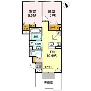 メルベーユ福里【1階】の間取り