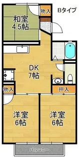 コスモ二色浜【1階】の間取り