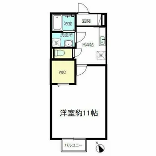 キャッスルコートウシダB棟【103号室】の間取り