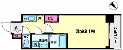 S-RESIDENCE阿波座WEST【4階】の間取り