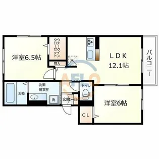 ベルジュ大和川【2階】の間取り