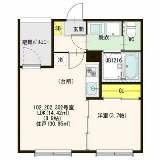ハーモニーテラス小田井【3階】の間取り
