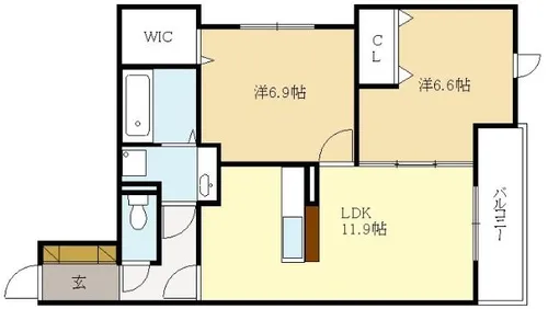 セジュール神楽田【1階】の間取り