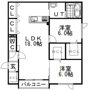 グランコート【303号室】の間取り