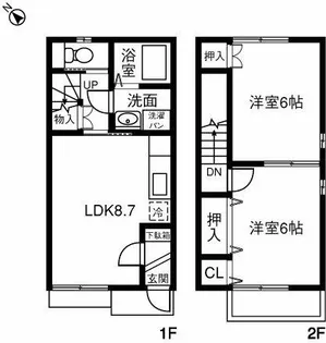 愛知県刈谷市高須町乾【テラスハウス】の間取り