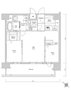 エンクレスト博多BRIGHT【14階】の間取り