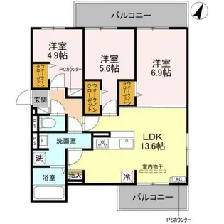 リベルテ四条梅津【3階】の間取り