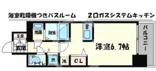 プレサンスタワー難波WEST【8階】の間取り