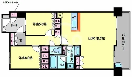 シャリエなんばファースト【10階】の間取り